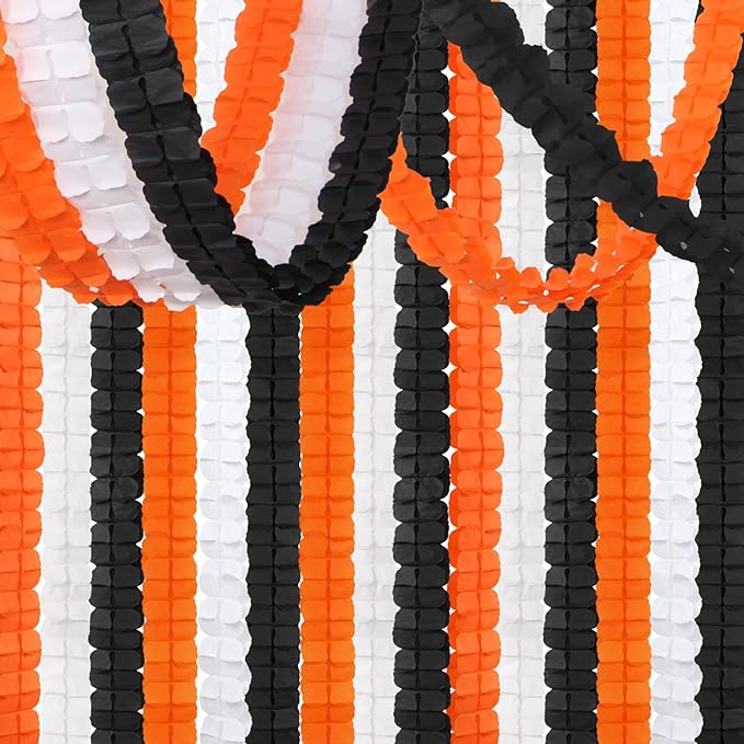 Black-White Orange halloween Party-Decorations Streamers-Garland - 12pcs 4-Leaf Clover Paper Streamer,Graduation Wedding Birthday Bachelorette Baby Bridal Shower Banners Decor Ouruola