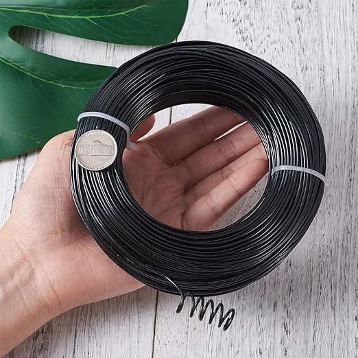 Fashewelry 328 Feet 15 Gauge Aluminum Wire Black Bendable Metal Craft Wire for Beading Jewelry Craft Making (1.5mm)