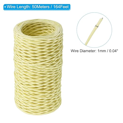 PATIKIL 164 Feet Floral Bind Wire Wrap Twine, 1mm Florist Wire Iron Wire Paper Covered Vine Wrapping Binding Wire for Flower Bouquets, Cream