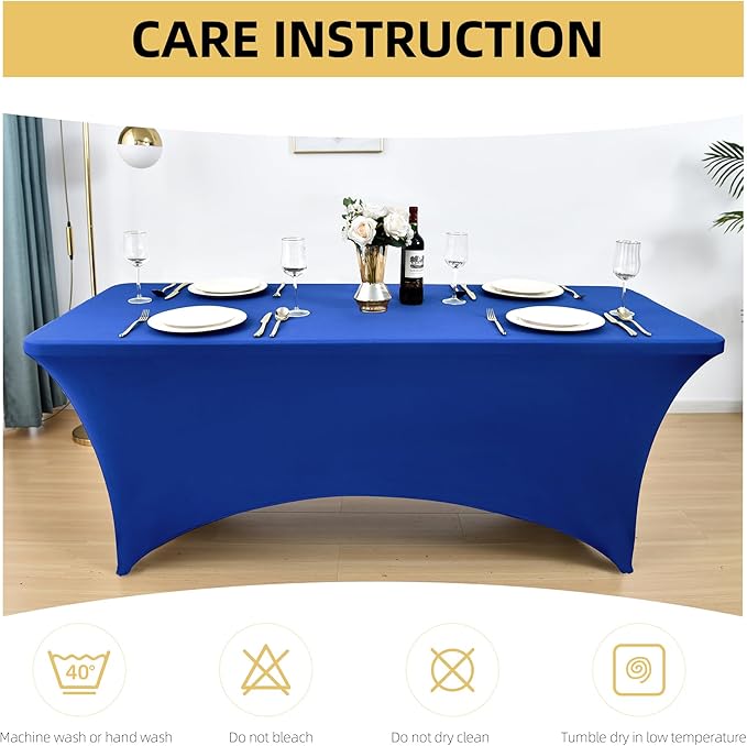 2-Pack 6ft Spandex Table Covers for Rectangle Standard Folding Tables - Wrinkle Resistant Stretch Tablecloths - Ultimate Fitted Table Protector for Parties, Trade Shows, Banquet