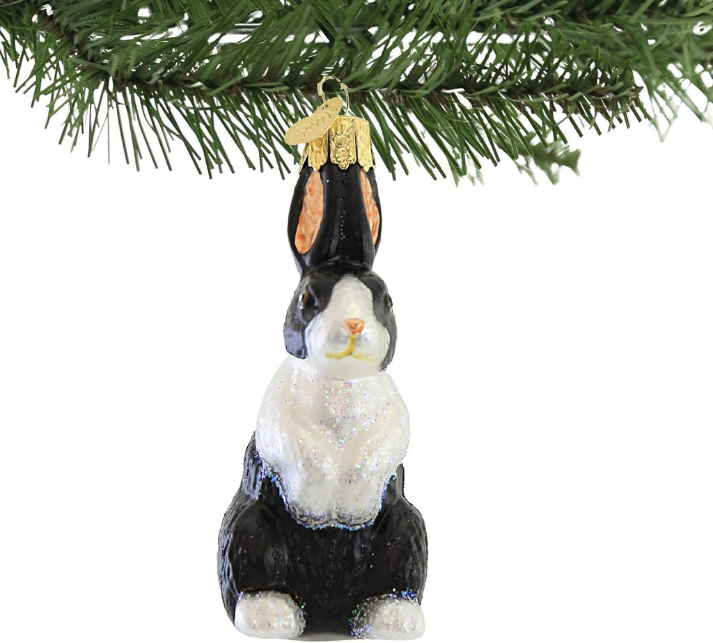 Old World Christmas Dutch Rabbit Glass Blown Ornament for Christmas Tree, Handcrafted Holiday Decoration, Wildlife Animal Collection