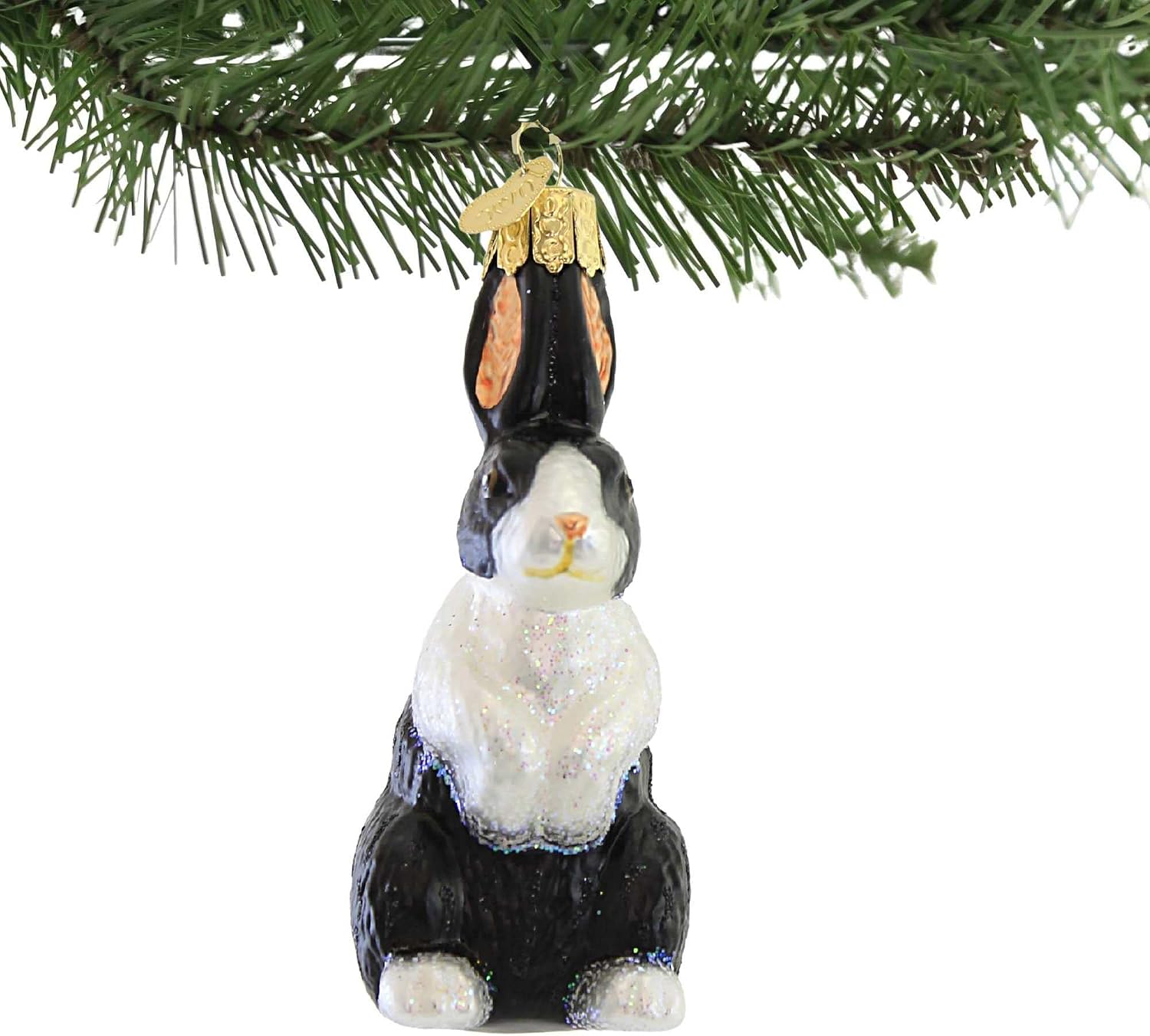 Old World Christmas Dutch Rabbit Glass Blown Ornament for Christmas Tree, Handcrafted Holiday Decoration, Wildlife Animal Collection