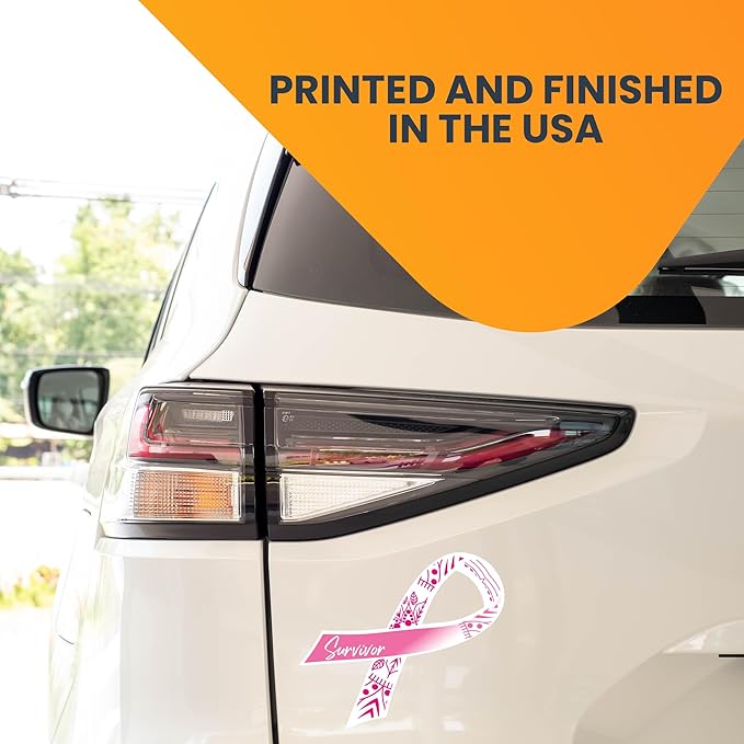 Magnet Me Up Breast Cancer Awareness Pink Mandala Survivor Ribbon Magnet Decal, 3.5x7 Inches, Automotive Magnet for Car Truck SUV, Celebration of Strength, Admiring Survivors, Crafted in USA