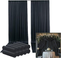 50ftx15ft Wrinkle Free Black Backdrop Curtain, 10 Panels 15FT Height Black Wedding Backdrop Drapes, Silky Polyester Back Drop Cloth for Birthday Photography Background Party Backdrop Draping