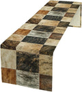 Rustic Cow Skin Patchwork Print Table Runner, Farmhouse Country Western Style Fur Table Cover for Dinning Home Party Holidays Home Setting, 13x60 Inch