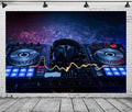 CORFOTO 10x6.5ft Fabric Dj Mixer with Headphones Backdrop Photography Dj Sound Equipment in Dark Background Musical Dance Disco Party Decorations Live Concert Stage Photoshoot Booth Studio Props
