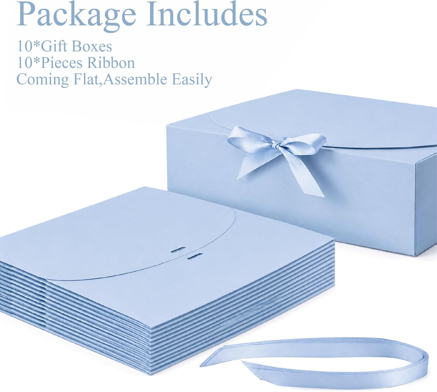 PartyGifts&beyond Gift Boxes with Lids for Presents 10 Pack Bridesmaid Proposal Boxes for Wedding,Engagements,Bridal Shower,Party Gift(Light Blue)