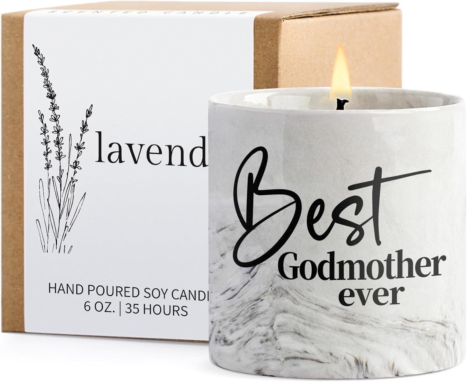 Godmother Gift - God Mother Gifts from Godchild, Godmother Proposal Present, God Mother Mothers Day Christmas Gift from Goddaughter, Best Godmother Ever 6 Oz Lavender Scented Candles Decoration