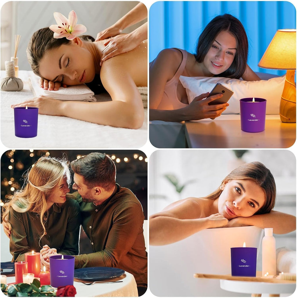 Lavender Candles for Home Scented, 8 oz Scented Candles Present, Purple Jar Wax, Made with Soy for Women, 45 Hour Long-Lasting Burn for Christmas Mom Girl Birthday Christmas Giving - 1 Pack