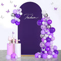 SoarDream Arch Backdrop Cover Purple Spandex Fitted 5FT Wedding Arch Covers Balloon Round Top Chiara Arch Backdrop Fabric for Bridal Shower Wedding Birthday Party Stage Decoations