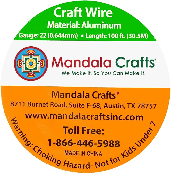Mandala Crafts 22 Gauge Anodized Aluminum Craft Wire for Jewelry Making - 100 FT Colored Flexible Lime Green Wire - Bendable for Bonsai Armature Crafting Sculpting