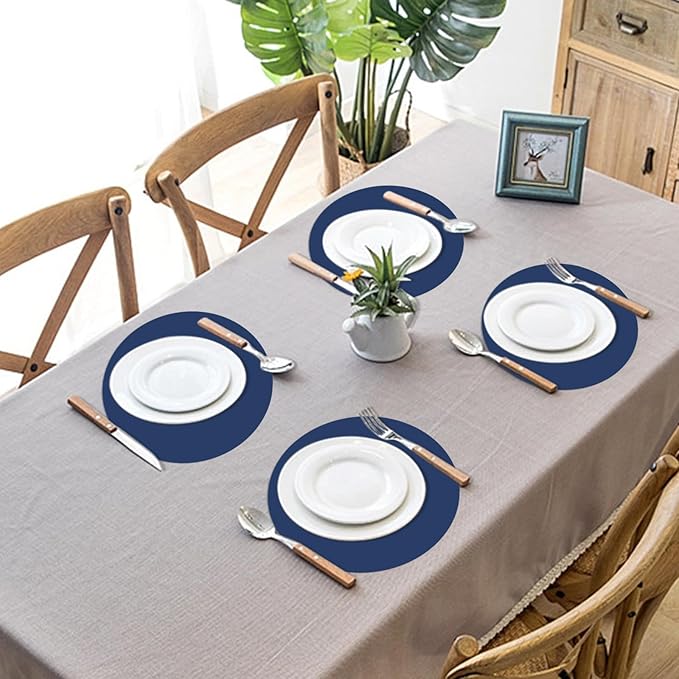 50 Pieces Navy Blue Paper Place Mats Blue Round Disposable Table Mats Decorative Placemats for Wedding Bridal Shower Navy Blue Birthday Party Dining Decor