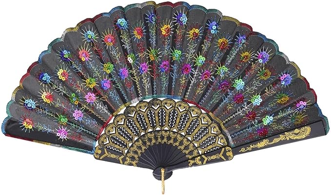 QIRMIZI 10 Pack Fabric Folding Handheld Fans, Perfect for Weddings, Parties, and Dancing,Multicolour