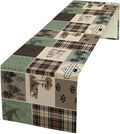 Bear Deer Table Runner,Rustic Lodge Retro Country Farmhouse Buffalo Plaid Print Tablecloth Burlap for Hotel Indoors Outdoor Dining Room Kitchen Home Decor,W13X L108 in