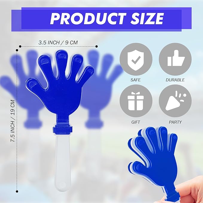 120 Pcs Hand Clappers Noisemakers 7.5 Inch Clappers Noisemakers Plastic Hand Clappers for Birthdays Game Football Sporting Events Cheers Supplies Dance Basketball Football Noisemakers(Bule and White)