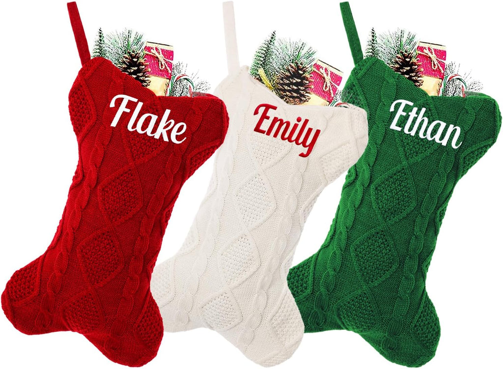 Ulico Custom Dog Christmas Stocking, Personalized Christmas Stocking for Dogs, Bone Shape Dog Stocking Christmas Large Pet Stockings Hanging Dog Christmas Stocking for Dogs Cats Pets (1 Pcs)