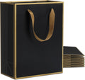 Medium Black and Gold Gift Bags With Handles - 10Pcs 8x4.25x10.5 Inch Bulk for Wedding, Party, Birthday, Retail