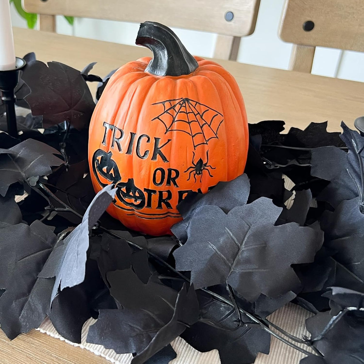 cqure black maple leaf garland, 12pcs halloween garland on a desk or shelf