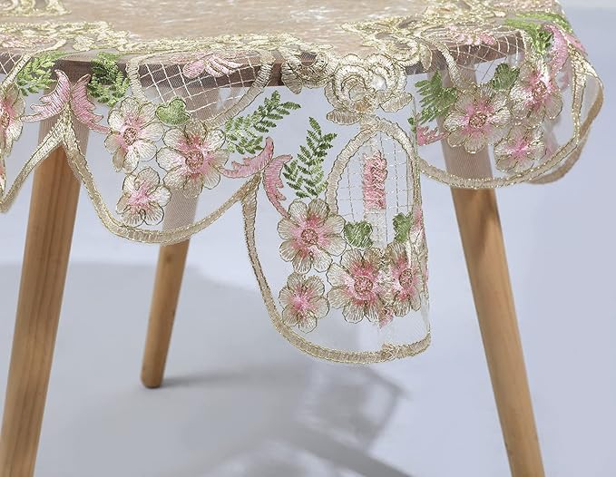 vctops Damask Lace Patchwork Tablecloth Luxury Square Small Table Cover Elegant Floral Embroidered Lace Table Cloth for Party Kitchen Dinning Picnic Decoration (Type O,22"x22")