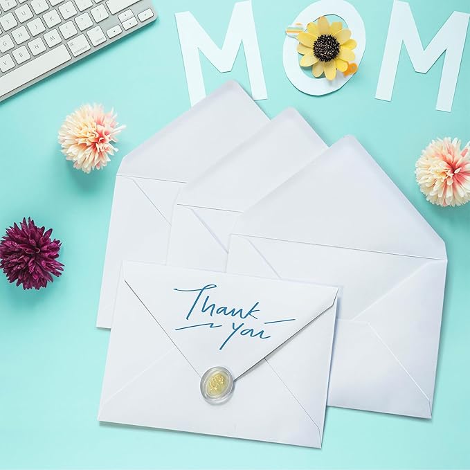 50 Pack 4x6 Envelopes Letter Size, White A4 Envelopes Self Seal for Wedding Invitation, Envelope 4.3x6.3 for Greeting Cards, Photos, Baby Shower, Graduation, Thank You Cards, Announcements