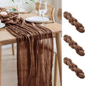 Asee'm 3pcs Cheesecloth Table Runner 120 Inches Long Brown Boho Gauze Cheese Cloth Runner 10FT Rustic Sheer Fall Table Runners for Thanksgiving Christmas Wedding Party Baby Shower Decoration
