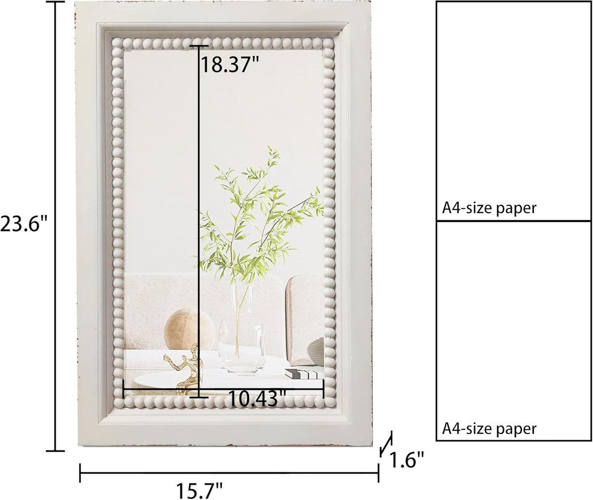 boho white mirrors for wall decor 24 x shown in use