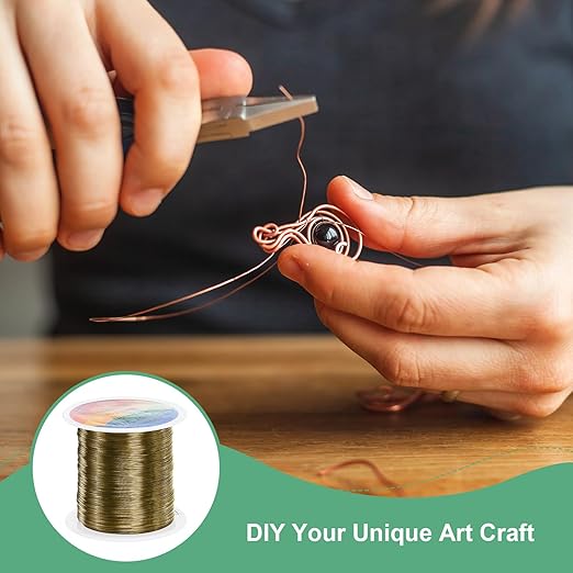 0.3mm Jewelry Wire, 28 Gauge 328FT Craft Wire Copper Beading Wire for Jewelry Making/Planting/Weaving/DIY Crafting, Soft Metal Wires [100M, Bronze Tone]