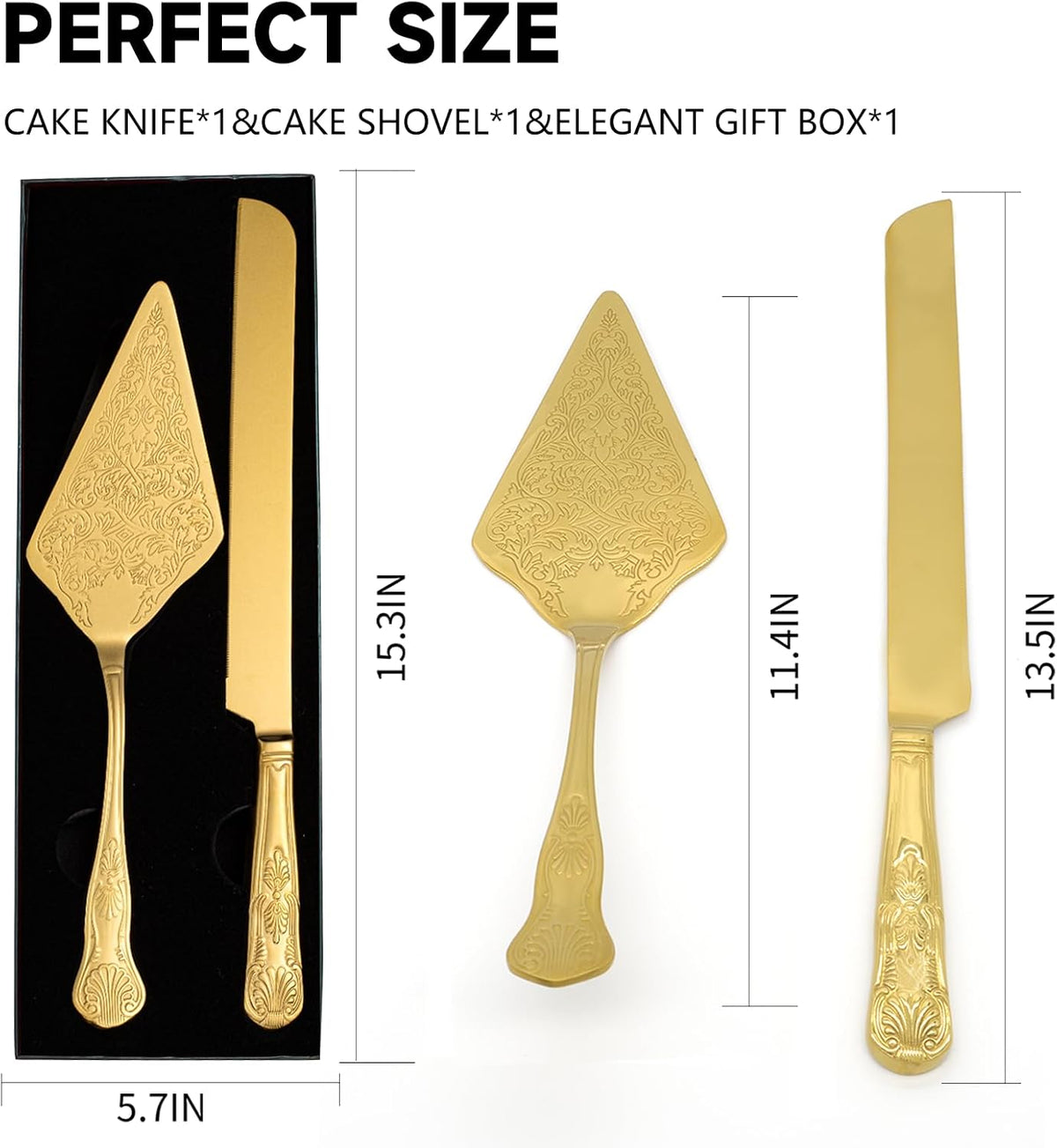 Vintage Wedding Cake Knife and Server Set, Stainless Steel Cake Pie Pastry Cu...
