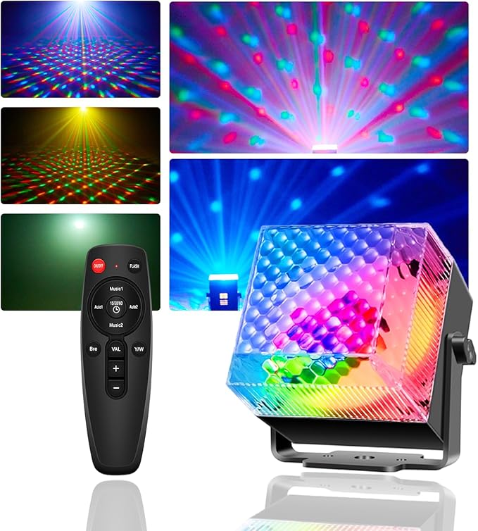 Sound Activated Party Lights Disco LED Light with Remote Control LED Strobe Mood Lighting for Home Room Dance Parties Christmas Halloween Birthday