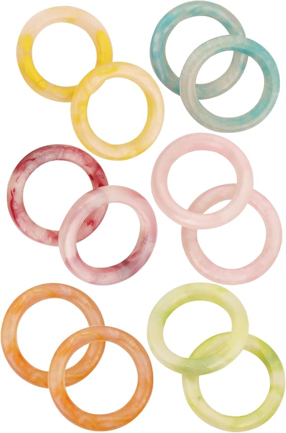 Napkin Rings Set of 12 - Epoxy Resin Napkin Holder Cuffs for Dinner Table Décor - Farmhouse Modern Serviette Rings for Weddings, Parties, Receptions, Banquets, Daily Use (Pastel) - CLEENTABLE