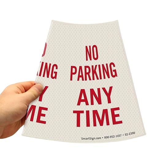 SmartSign “No Parking Any Time” Bright Reflective Cone Message Sleeve, [Cone Not Included]