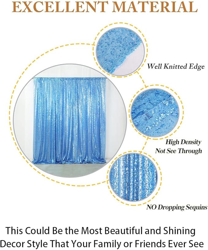 ShiDianYi Sequin Backdrop Baby Blue Sequin Photo Backdrop 4FT X 6FT Wedding Photo Booth Backdrop Shimmer Photography Background Ceremony Background