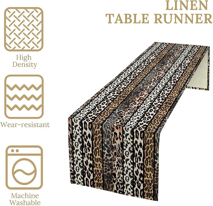 Cow Patchwork Print Table Runner, Country Farm Animal Fur Skin Farm Safari Wildlife Pattern Table Runner for Dinner Dinning Home Kitchen Living Room Party Holidays Setting, 13x60 Inch