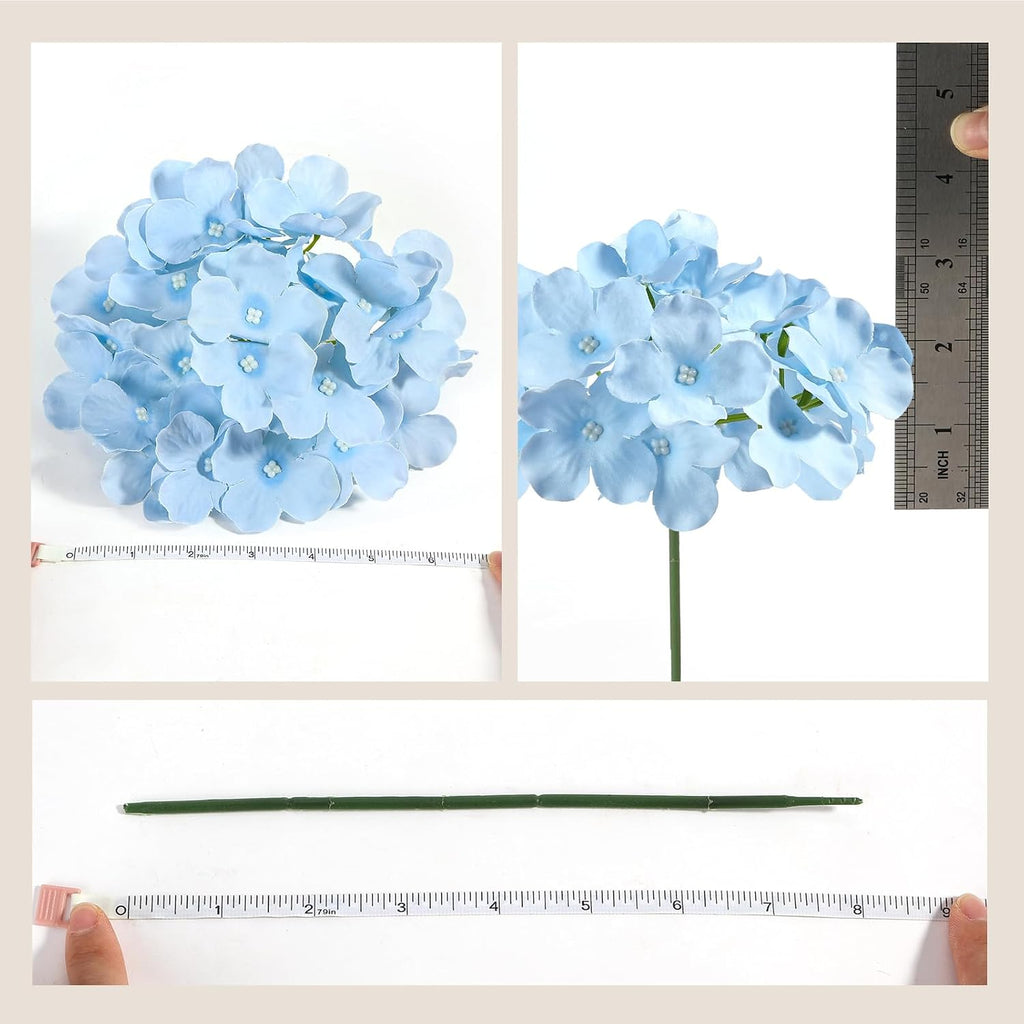 auihiay 46pcs blue hydrangea artificial flowers silk hydrangeas on a desk or shelf
