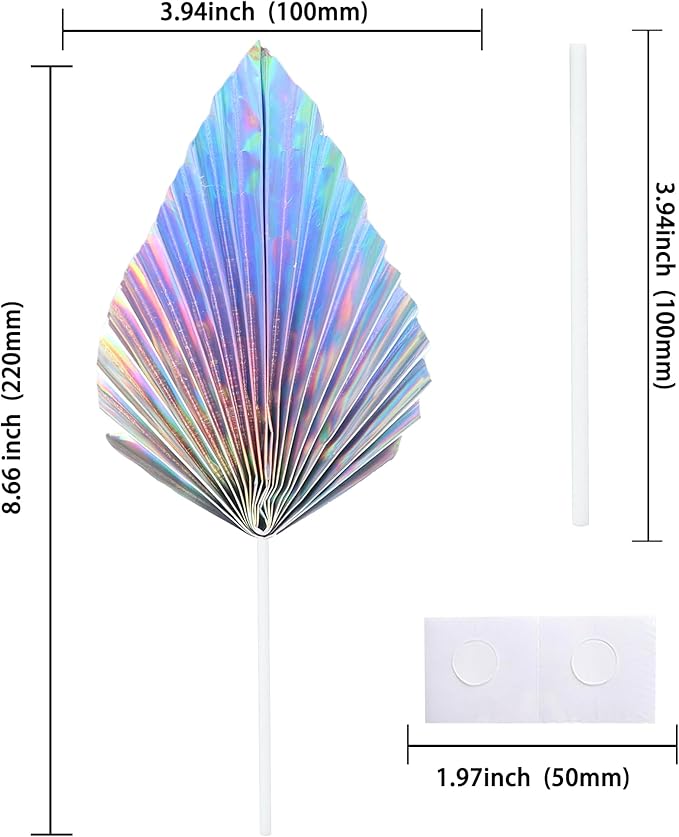 Gyufise 6Pcs Paper Palm Fan Cake Toppers Palm Spear Leaves Fan Cupcake Toppers Cake Insert Decorations Craft DIY Cake Bakeware Decoration for Birthday Party Wedding Party Decor Supplies Laser