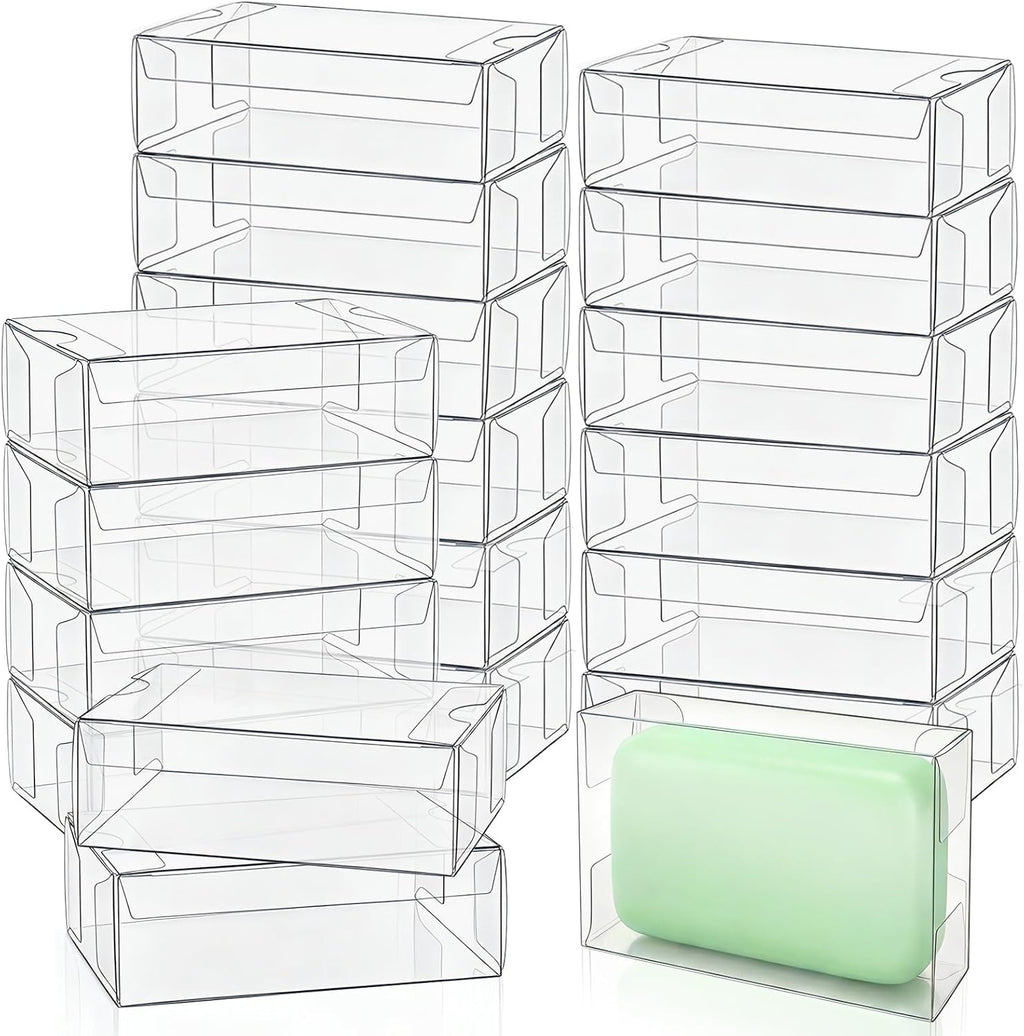 BadenBach 50 Pack Mini Clear Plastic Gift Boxes, 3.3"x2.3"x1.2" | Small Transparent Favor Boxes Bulk, for Homemade Soap, Treats, Candy, Cookies, Party Favors, Jewelry Wrap Supplies