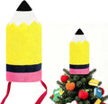 Pencil Back to School Tree Topper, 9inch Tall Velvet Pencil Tree Topper Decor for Party Home Office Classroom Student Teacher Indoor/Outdoor Tree Top Decoration Gifts