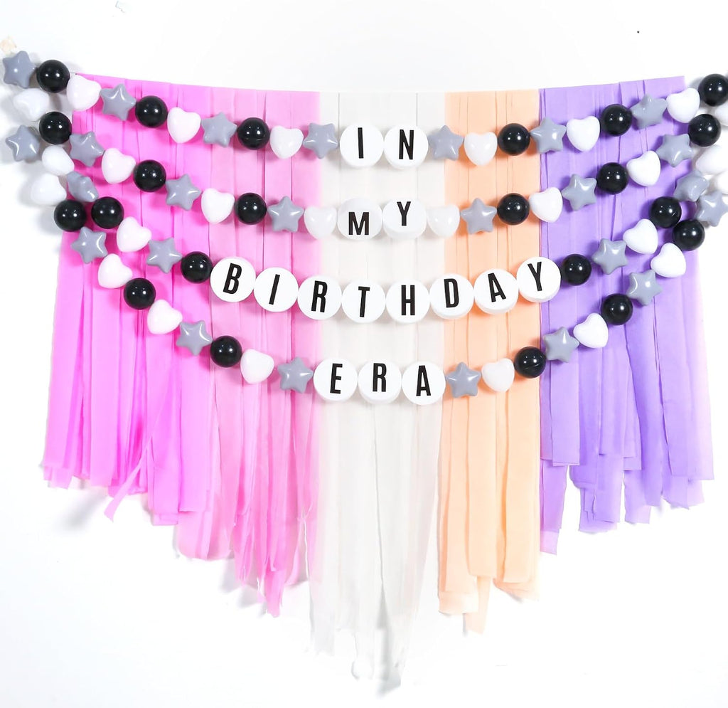 diy giant friendship bracelet birthday garland kit with on a desk or shelf
