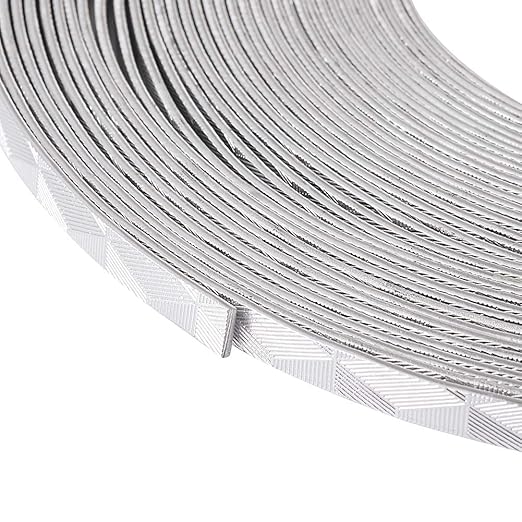 Fashewelry 32.8 Feet 5mm Aluminum Flat Artistic Wire Silver Bendable Metal Craft Wire for Beading for Bezel Sculpting Armature Jewelry Making Gem Metal Wrap