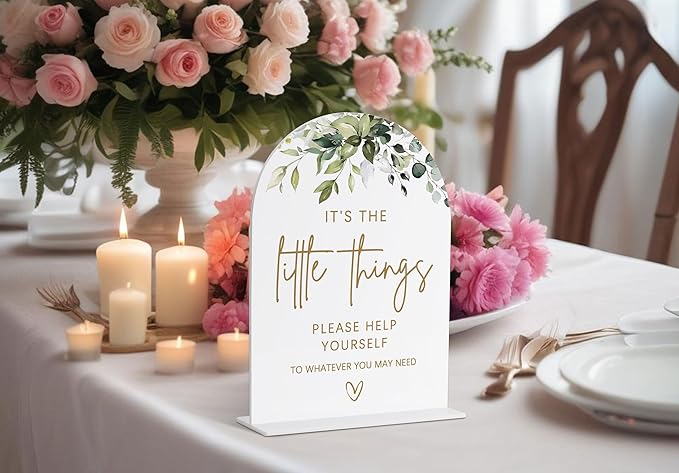 Bathroom Basket Sign, Greenery Gold Bridal Shower Decorations, Bathroom Decor and Accessories, Wedding Signs for Ceremony and Reception, Engagement Party Decorations, Wedding Table Acrylic Decor - 29