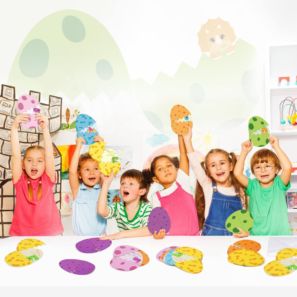 24 Pack Dinosaur Birthday Party Invitations Cards with Envelopes Dinosaur Party Supplies Fill In Birthday Dino Eggs Invite Cards Stickers for Kids Boys Girls Dinosaur Birthday Party Decorations Favor
