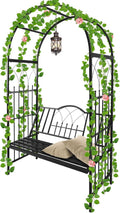 kalolary garden arbor with bench, metal garden arch, main product view