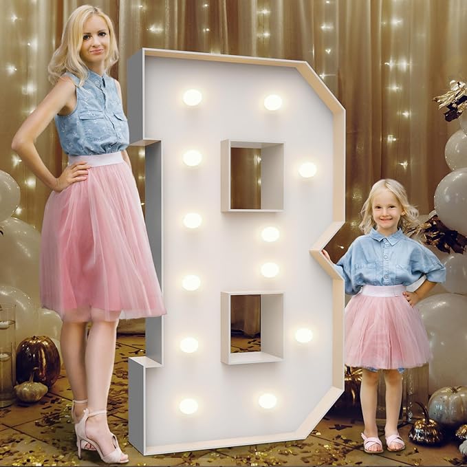 4FT Marquee Light Up Letters B,Party Decoration Large Marquee Light Up Letters with Weighted Water Bag,Pre-cut Foam Board Set Can Be Used for Birthdays,Weddings,Baby Anniversaries