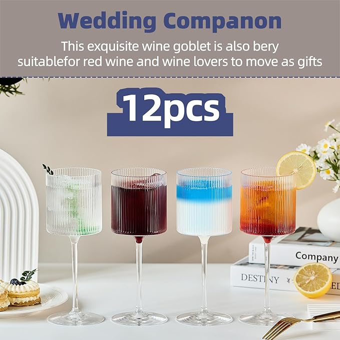 Plastic Goblets Wine Glasses - 12Oz Acrylic Wine Glasses Origami Unbreakable Clear Plastic Cocktail Glasses Recyclable Shatterproof Reusable Wine Cups for Parties & Weddings (Blue)