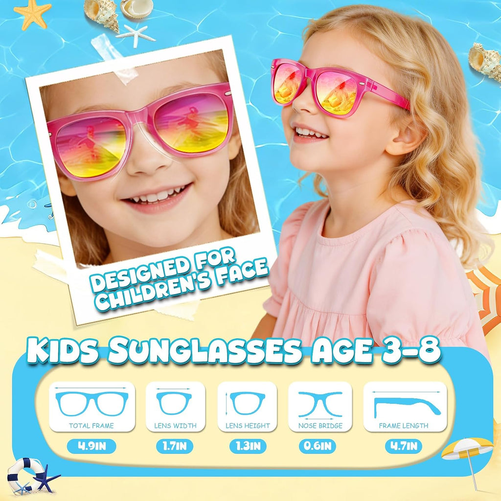 18 Pack Kids Sunglasses Bulk Party Favors, Neon Sunglasses with UV400 Protection for Kids Age 3-8,Great Gift for Birthday ，Graduation Party Supplies Party, Beach, Pool，Boys Girls Goody Bag Stuffers