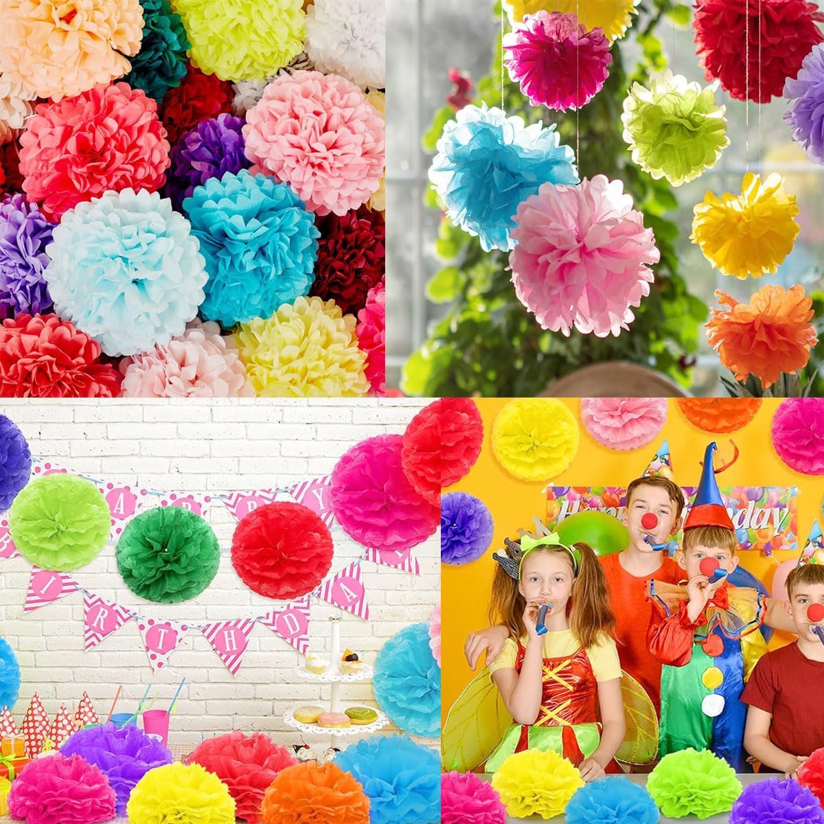 12pcs Paper Pom Poms Tissue Flower Kit - 10in 12in Green Hanging Balls for Wedding Party Decorations - DIY Art Craft Blooms for Birthday Baby Shower Nursery Decor