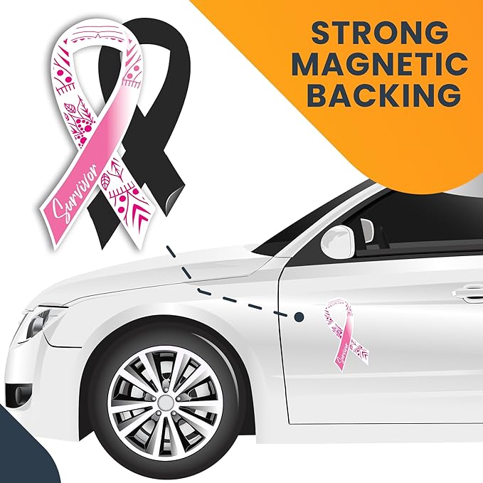 Magnet Me Up Breast Cancer Awareness Pink Mandala Survivor Ribbon Magnet Decal, 3.5x7 Inches, Automotive Magnet for Car Truck SUV, Celebration of Strength, Admiring Survivors, Crafted in USA