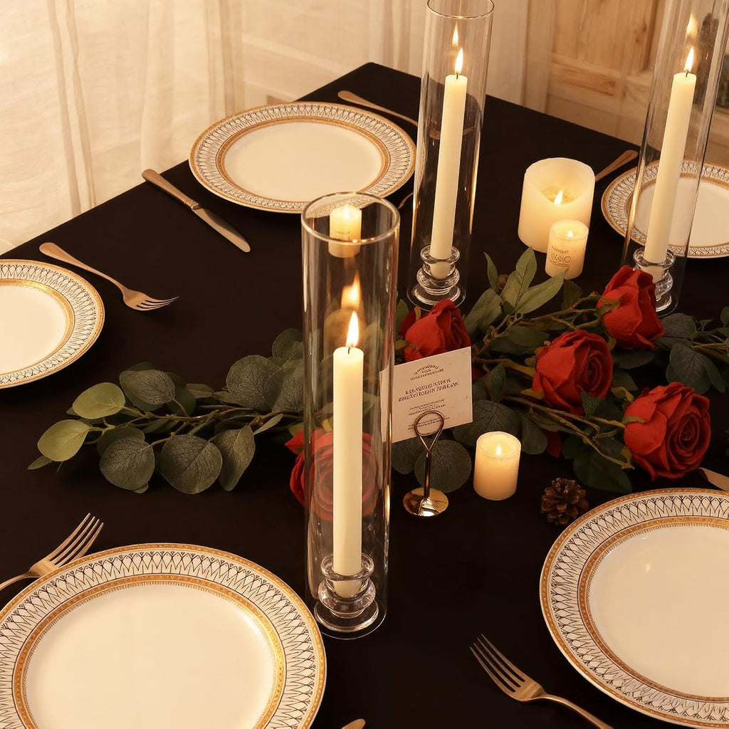 Hurricane Glass Candle Holders Set of 16, 11.8" H Clear Cylinder Windproof Candle Holder Chimney Tubes, Taper Glass Candlestick Holders for Home Decor Wedding Party Table Centerpieces
