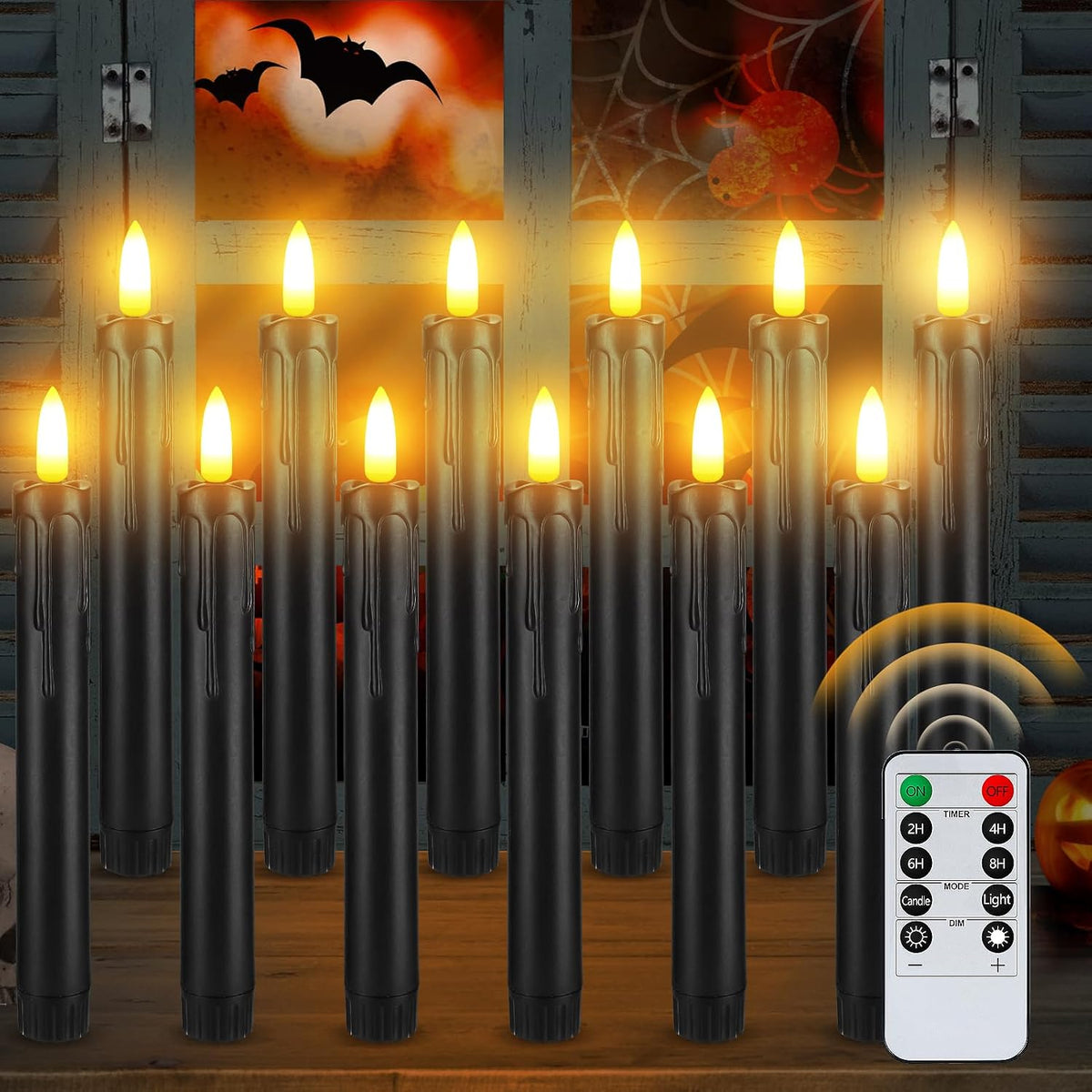 Alphatool 12 Pcs Black Halloween Flameless Candles with Timer