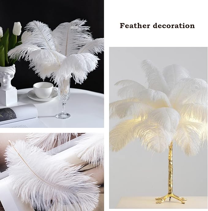 NEWONG 30pcs Light Blue Ostrich Feathers Natural Bulk 11-14inch(28-35cm) Vase Craft Wedding Home Party Centerpieces Christmas Day Decoration